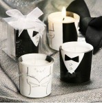 Bride and Groom Glass Candle in PVC box with Ribbon - Wedding Bomboniere